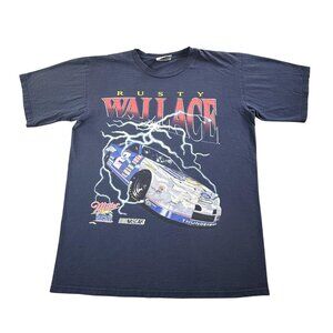 Vintage Rusty Wallace Shirt Men's Large NASCAR Racing Miller Thunder 90s Y2KTee